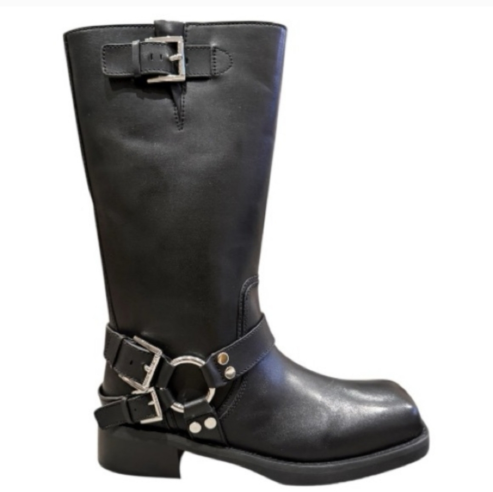 MICHAEL Michael Kors Crosby Black Leather Moto Boots sz 6.5 - Picture 5 of 14
